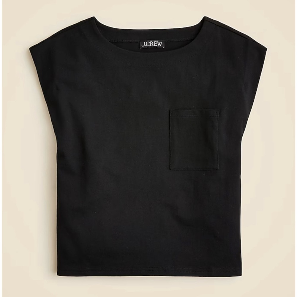 NWT J. Crew New Mariner Jersey Boatneck Muscle T-shirt Black